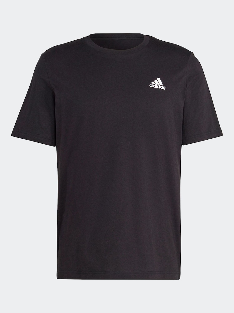 adidas Black Essentials Single Jersey Embroidered Small Logo 100% Cotton T-Shirt - Image 6 of 6