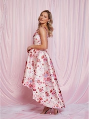 Chi Chi London Pink Cami Floral Dip Hem Dress - Image 4 of 5