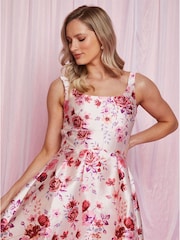 Chi Chi London Pink Cami Floral Dip Hem Dress - Image 5 of 5
