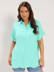 Yours Curve Green Grown On Sleeve Shirt - Image 1 of 5