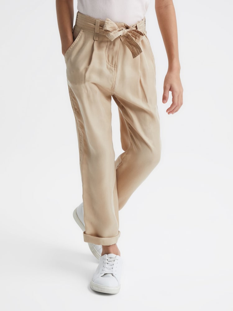 Reiss Camel Joanie 4-9 yrs Paper Bag Cargo Trousers - Image 1 of 7
