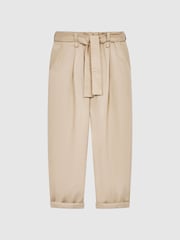 Reiss Camel Joanie 4-9 yrs Paper Bag Cargo Trousers - Image 2 of 7