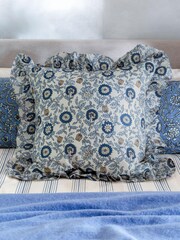 Navy Blue Paisley Print Cushion - Image 1 of 4