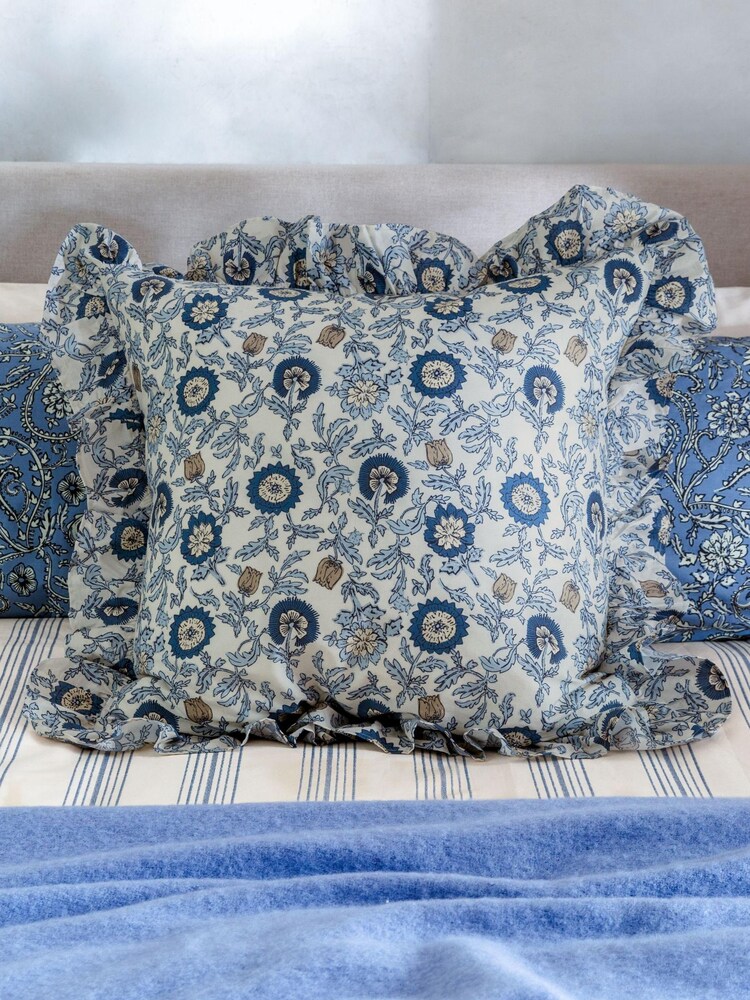 Navy Blue Paisley Print Cushion - Image 1 of 4