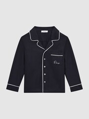 Reiss Snooze Pyjama-Oberteil mit Knopfleiste und Paspelierung - Bild 2 von 6