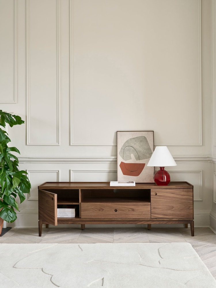 Jasper Conran London Belgrave Walnut Wide TV Unit - Image 1 of 9