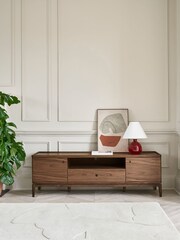 Jasper Conran London Belgrave Walnut Wide TV Unit - Image 2 of 9