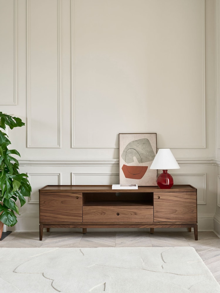 Jasper Conran London Belgrave Walnut Wide TV Unit - Image 2 of 9
