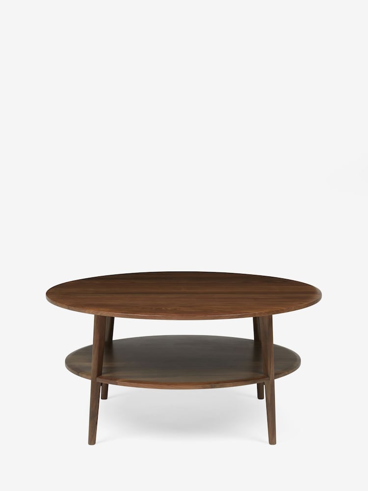 Jasper Conran London Brown Belgrave Walnut Round Coffee Table - Image 2 of 6
