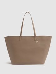 Reiss Taupe Dena Leather Tote Bag - Image 1 of 5