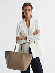 Reiss Taupe Dena Leather Tote Bag - Image 2 of 5