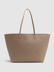 Reiss Taupe Dena Leather Tote Bag - Image 4 of 5