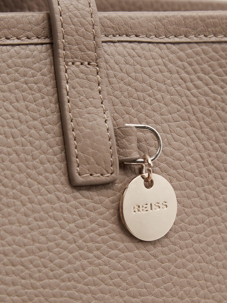 Reiss Taupe Dena Leather Tote Bag - Image 5 of 5