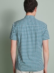 Blau - Kurzärmeliges Oxfordhemd aus 100 % Baumwolle mit geometrischem Print - Bild 2 von 9
