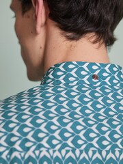 Blau - Kurzärmeliges Oxfordhemd aus 100 % Baumwolle mit geometrischem Print - Bild 5 von 9