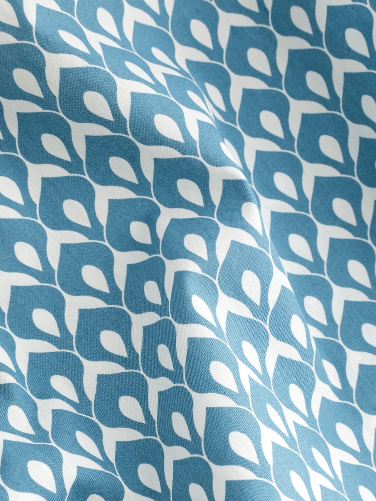 Blau - Kurzärmeliges Oxfordhemd aus 100 % Baumwolle mit geometrischem Print - Bild 9 von 9