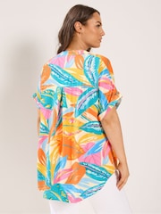 Yours Curve Blue Tab Detail Shirt - Image 4 of 6