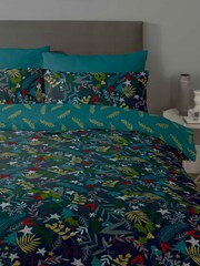 Copenhagen Home Teal/Pink Winter Walks Christmas Duvet Cover and Pillowcase Set - Image 2 of 2