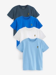 Blue Short Sleeve Stag Embroidered T-Shirts 4 Pack (3-16yrs) - Image 1 of 6