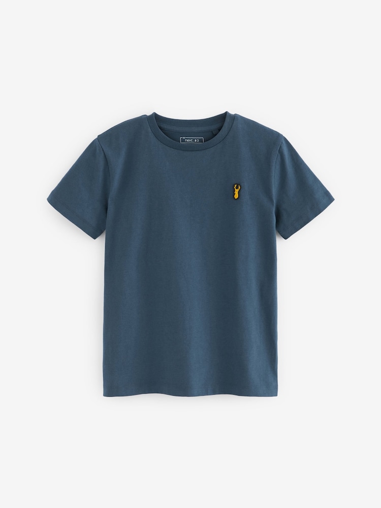 Blue Short Sleeve Stag Embroidered T-Shirts 4 Pack (3-16yrs) - Image 6 of 6