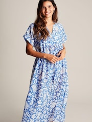 Joules Brooke Blue Dropped Shoulder Beach Dress - Image 1 of 7