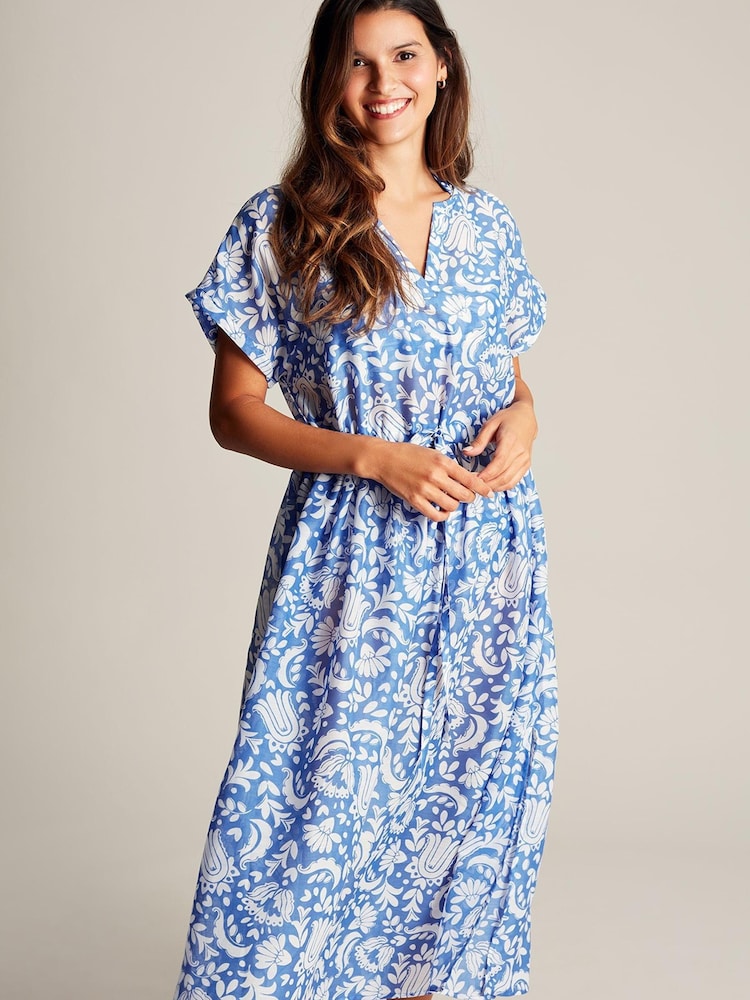 Joules Brooke Blue Dropped Shoulder Beach Dress - Image 1 of 7