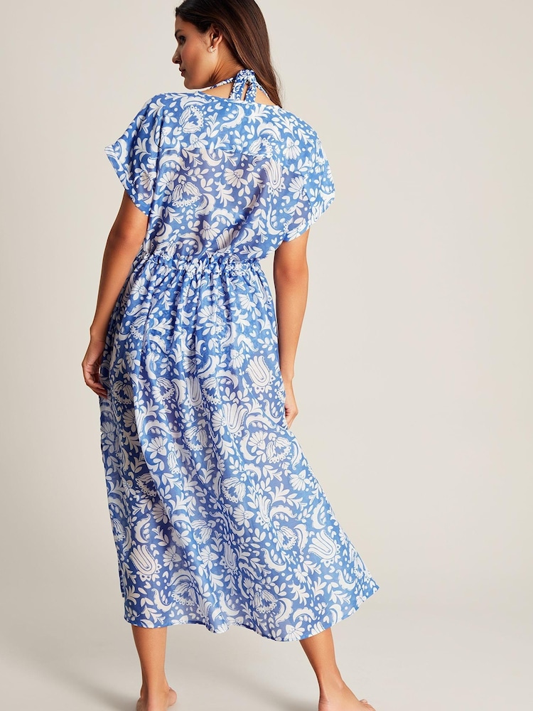 Joules Brooke Blue Dropped Shoulder Beach Dress - Image 2 of 7