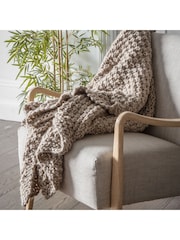 Gallery Home Natural Moss Chunky Knitted Throw - Image 1 of 5