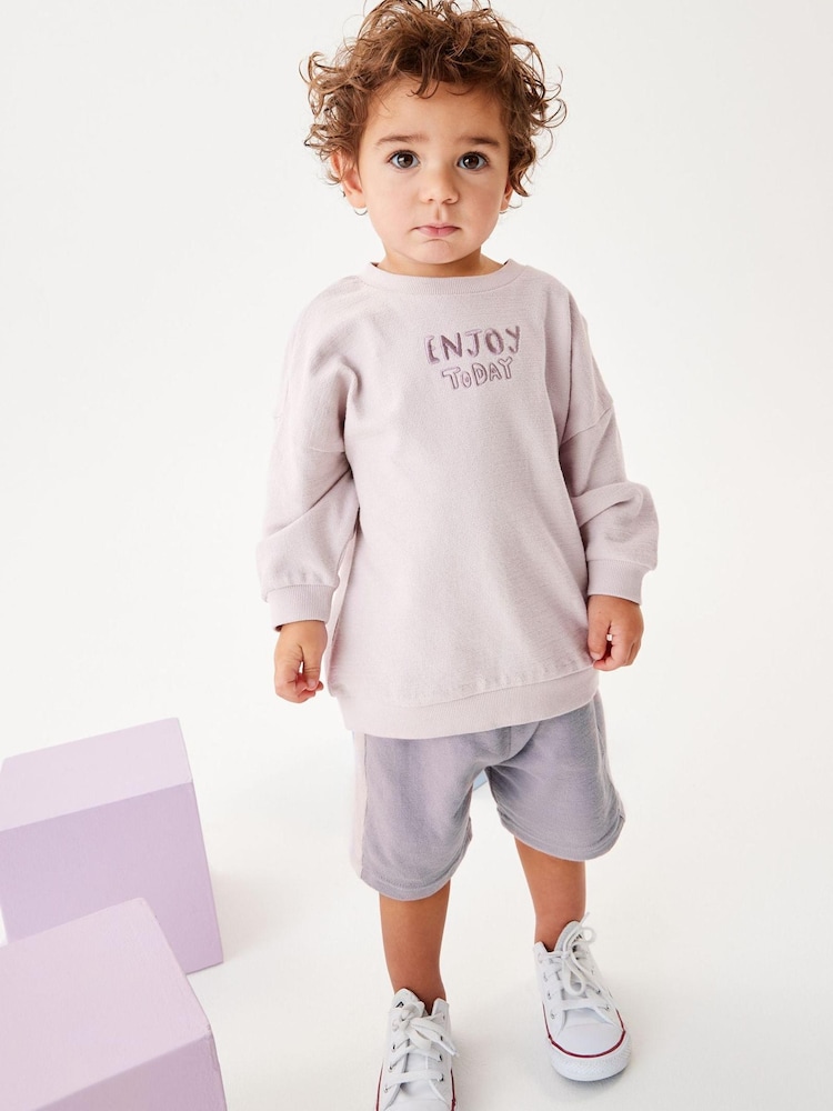 Lilac Purple Long Sleeve Top and Shorts Set (3mths-7yrs) - Image 1 of 6 Lilac Purple Long Sleeve Top and Shorts Set (3mths-7yrs) - Image 1 of 6