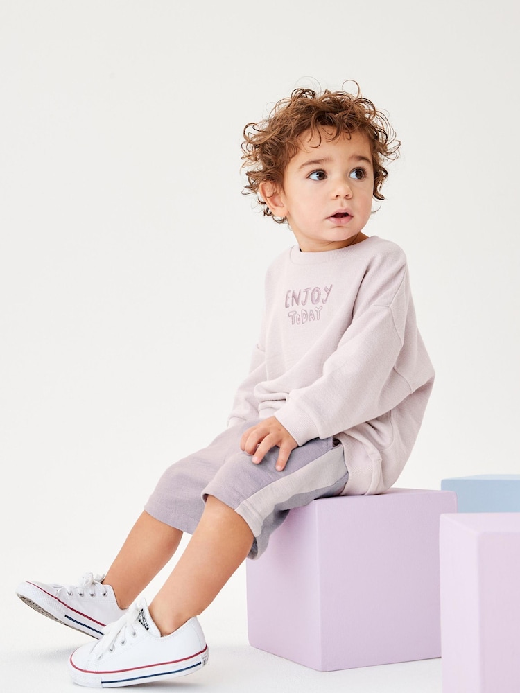 Lilac Purple Long Sleeve Top and Shorts Set (3mths-7yrs) - Image 2 of 6