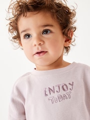 Lilac Purple Long Sleeve Top and Shorts Set (3mths-7yrs) - Image 3 of 6