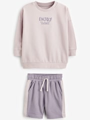 Lilac Purple Long Sleeve Top and Shorts Set (3mths-7yrs) - Image 5 of 6