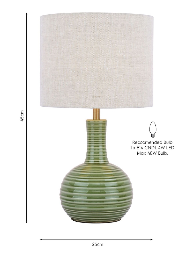 Laura Ashley Green Padley Table Lamp - Image 4 of 4