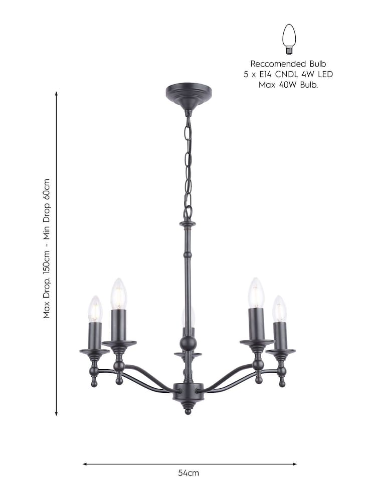 Laura Ashley Black Ludchurch 5 Light Chandelier - Image 6 of 6