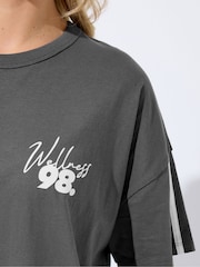 Yours Curve Grey Wellness Studio Active T-Shirt - Image 4 of 7