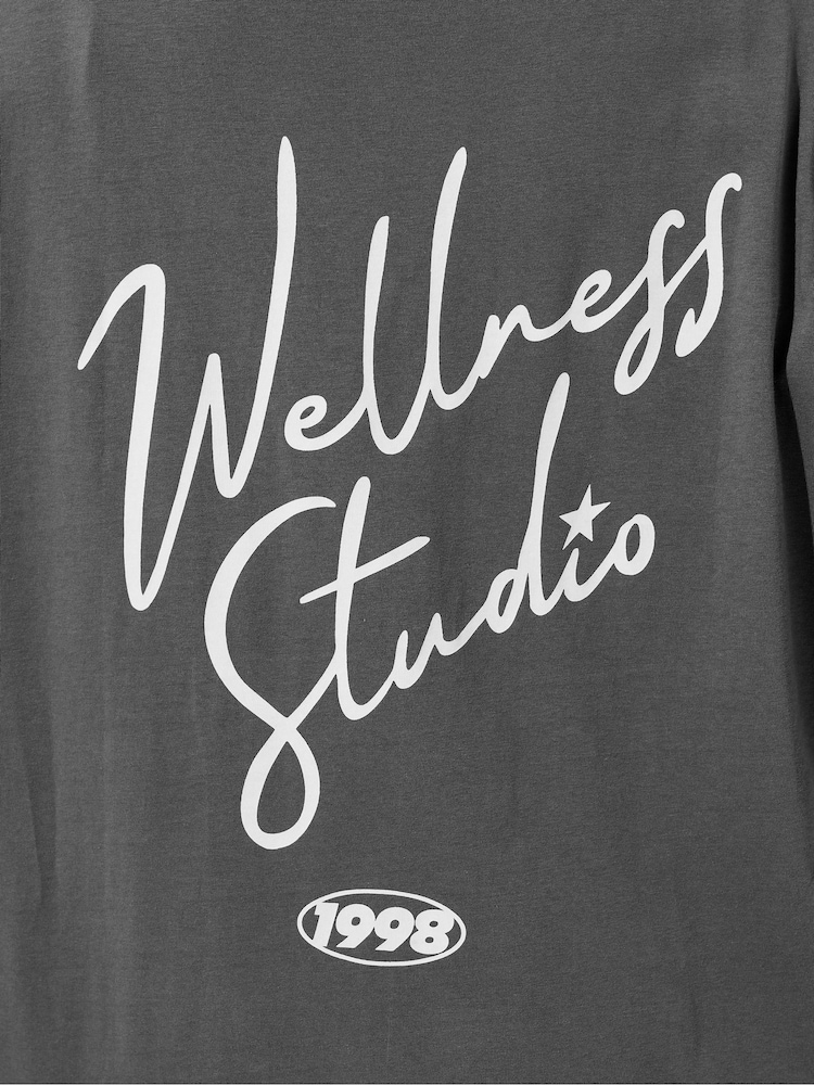 Yours Curve Grey Wellness Studio Active T-Shirt - Image 7 of 7