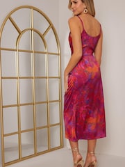 Chi Chi London Red Ruched Wrap Floral Maxi Dress - Image 2 of 4