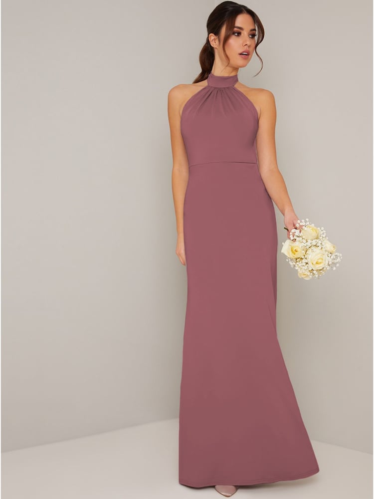 Chi Chi London Pink Sleeveless Halter Neck Maxi Dress - Image 1 of 4