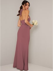 Chi Chi London Pink Sleeveless Halter Neck Maxi Dress - Image 2 of 4