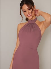 Chi Chi London Pink Sleeveless Halter Neck Maxi Dress - Image 4 of 4
