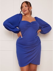 Chi Chi London Blue Curve Long Sleeve Bodycon Mini Dress - Image 4 of 5