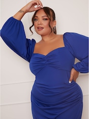 Chi Chi London Blue Curve Long Sleeve Bodycon Mini Dress - Image 5 of 5