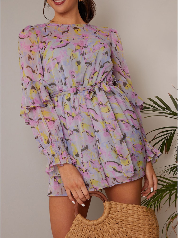 Chi Chi London Black Long Sleeve Floral Playsuit - Image 4 of 4 Chi Chi London Black Long Sleeve Floral Playsuit - Image 4 of 4