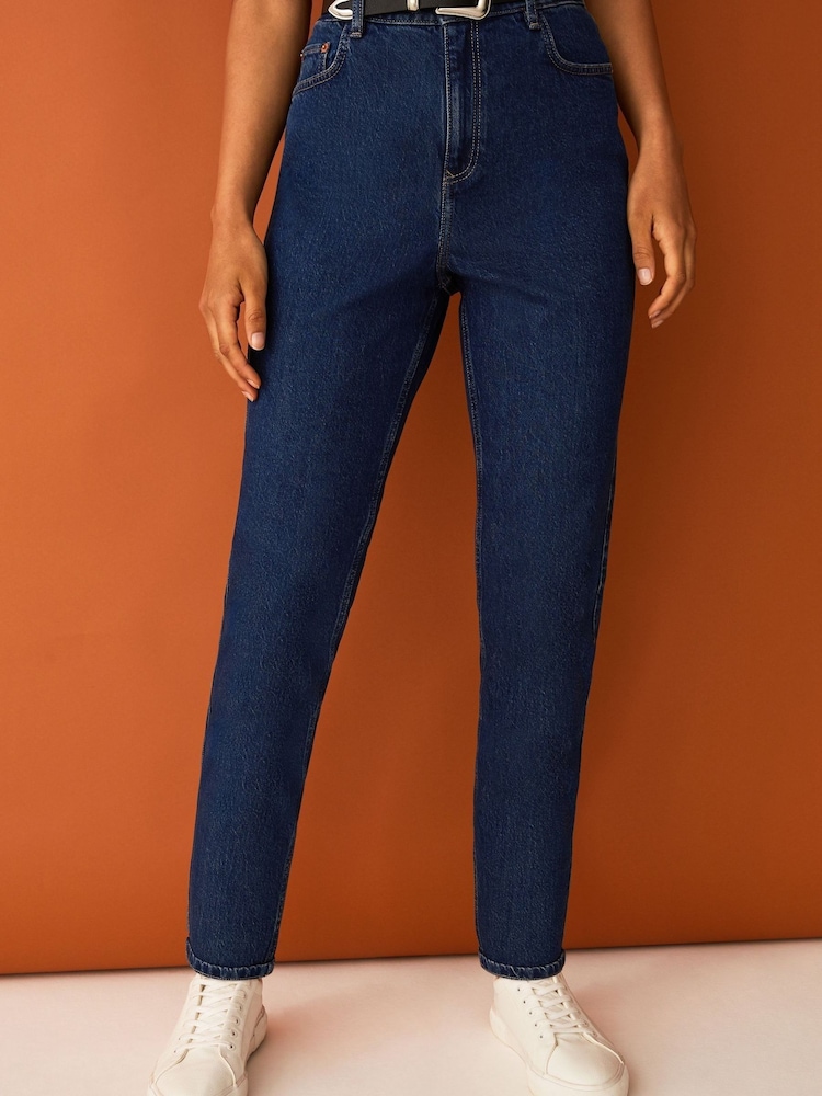 F&F Blue Belted Mom Jeans - Image 1 of 5 F&F Blue Belted Mom Jeans - Image 1 of 5