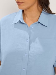 Yours Curve Dark Blue Grown On Sleeve Shirt - Image 4 of 5