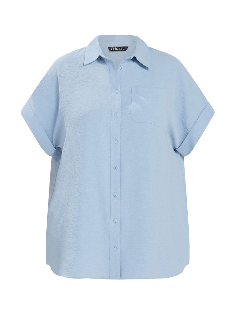 Yours Curve Dark Blue Grown On Sleeve Shirt - Image 5 of 5