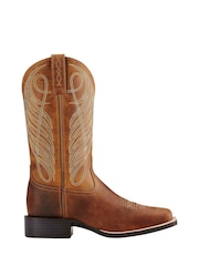 Ariat Brown Round Up Wide Square Toe Western Boots - Image 1 of 4