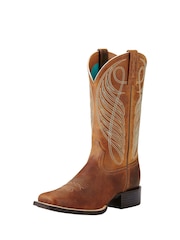 Ariat Brown Round Up Wide Square Toe Western Boots - Image 2 of 4