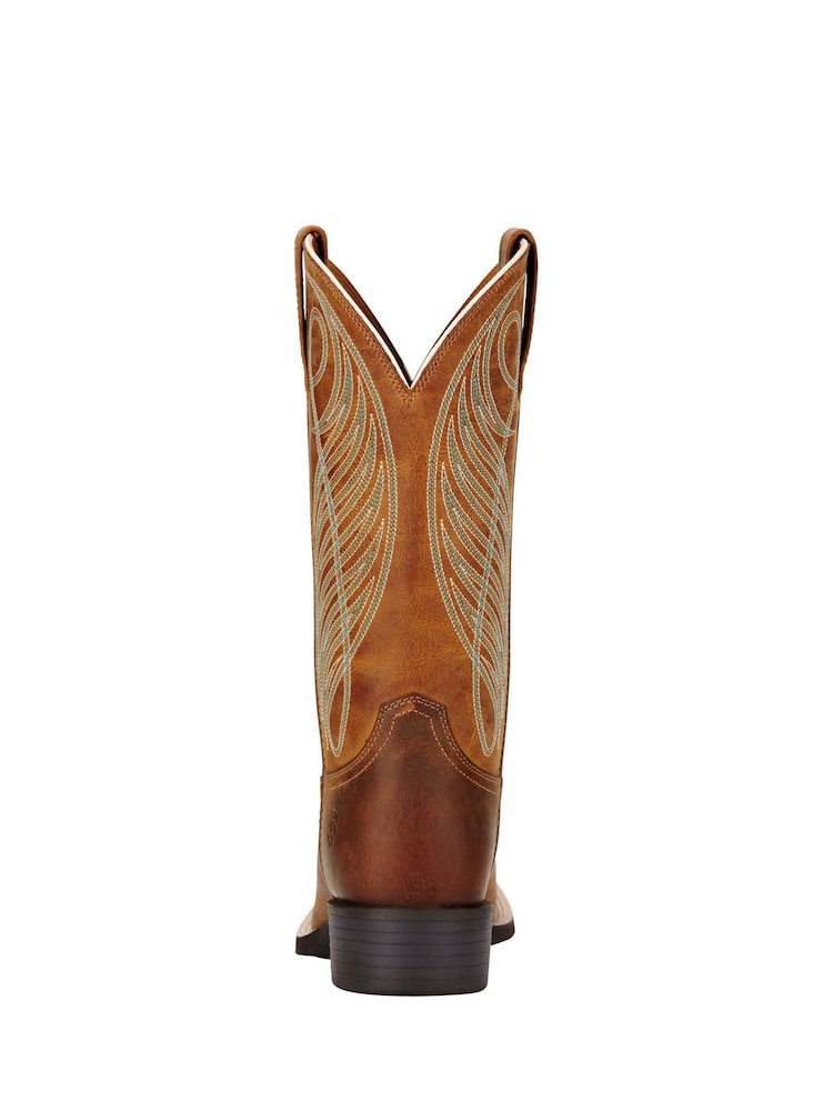 Bottes/Bottines ouest Ariat Marron Arrondi à large bout carré - Image 3 of 4