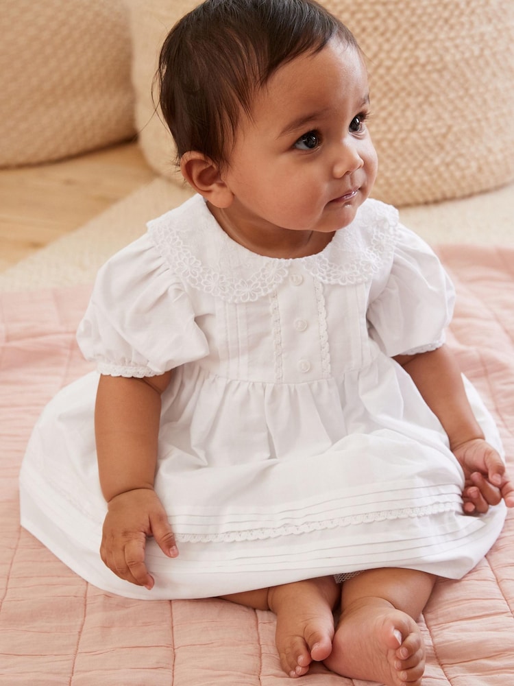 White Woven Collared Prom Dress (0mths-2yrs) - Image 1 of 5